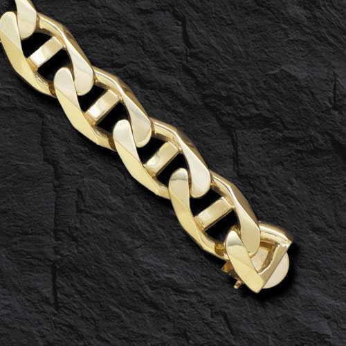 18k Solid Yellow Gold Handmade 17mm Mariner Link Necklace, 30", Approx 454g