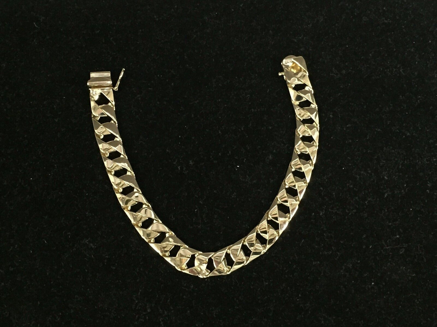 Curb Solid Gold Handmade Bracelet , 10mm, 6.5-10 Inch