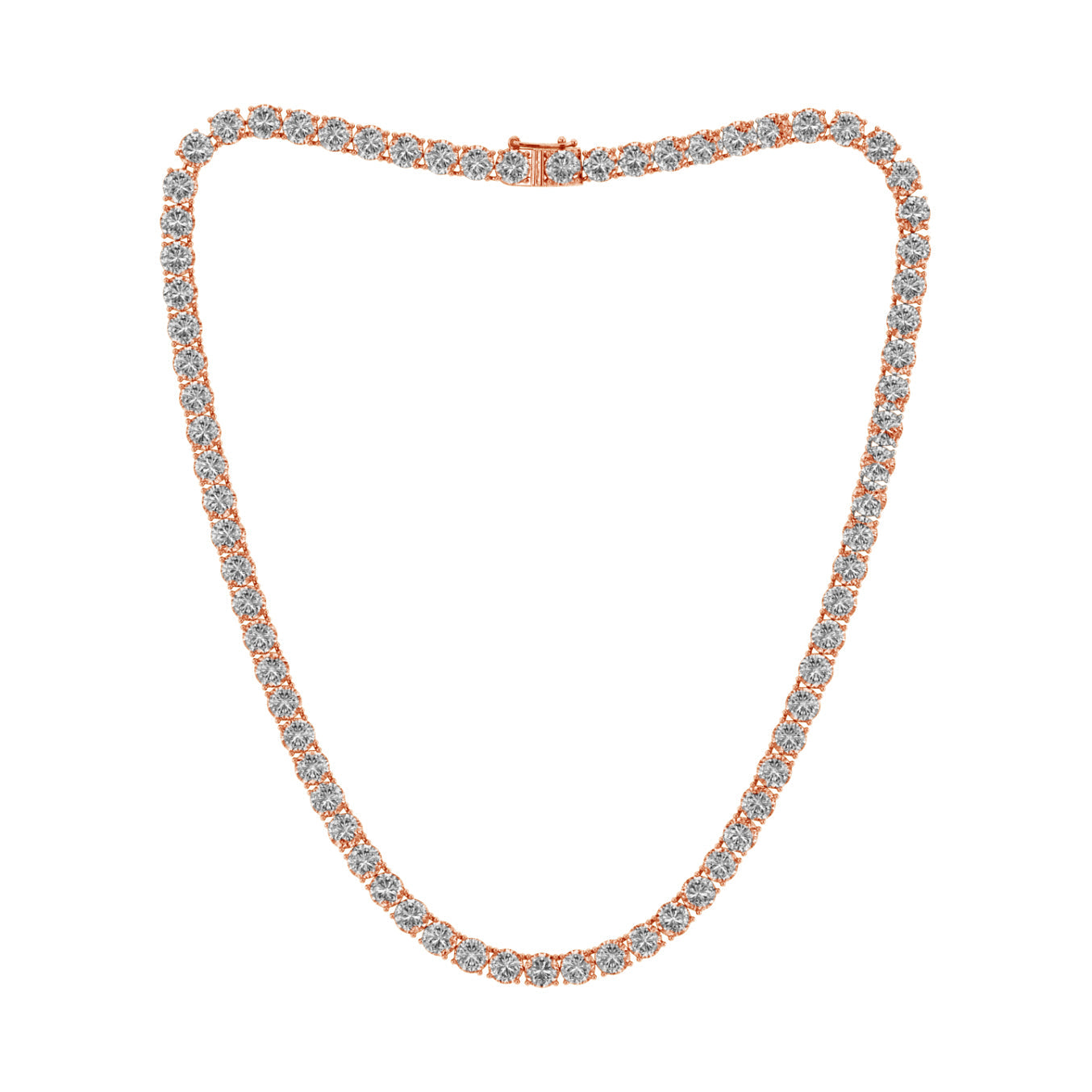 25.25ctw 4-Prong Lab Grown Diamond Tennis Necklace, 24 inch, 14k Rose Gold