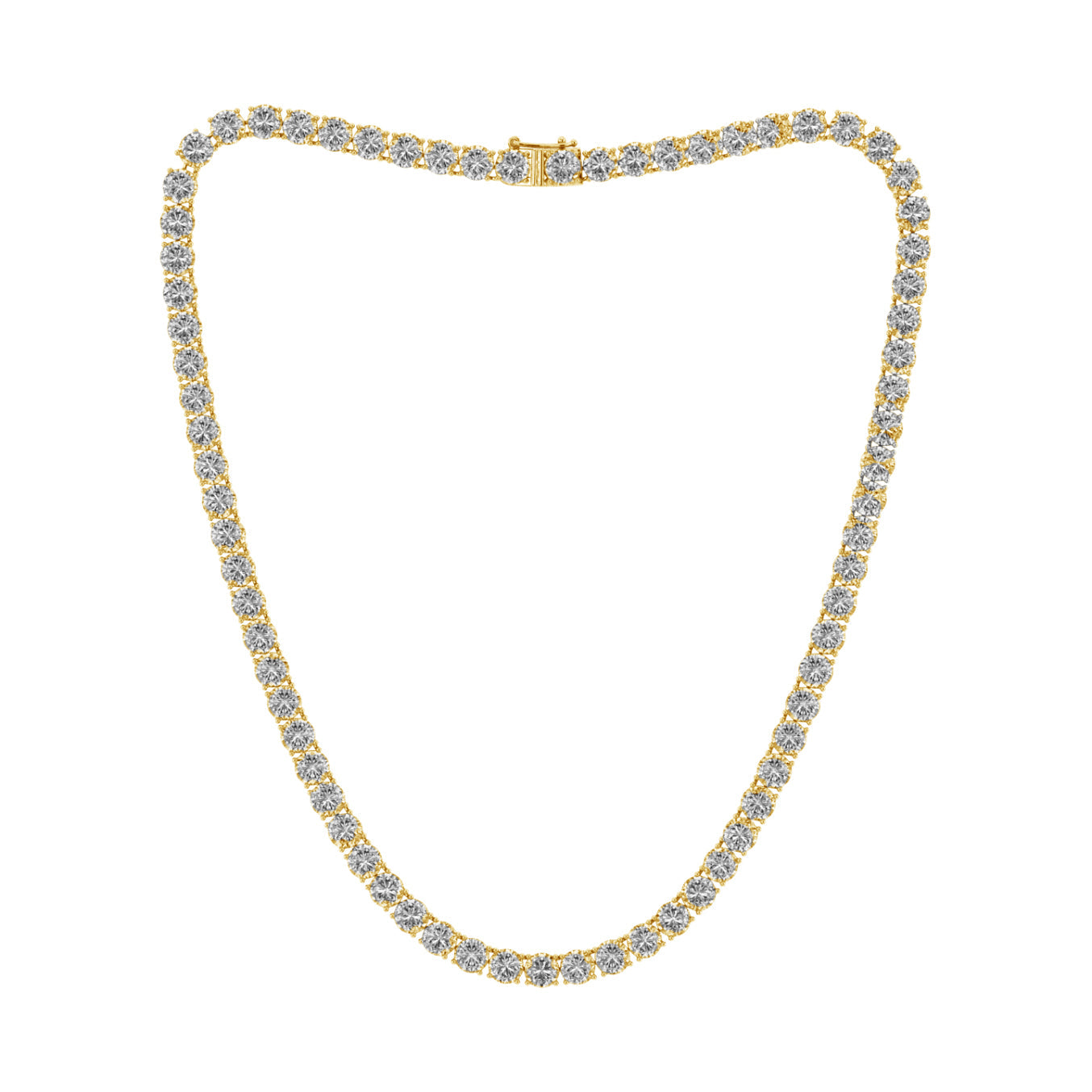 21.75ctw 4-Prong Lab Grown Diamond Tennis Necklace, 24 inch, 14k Yellow Gold