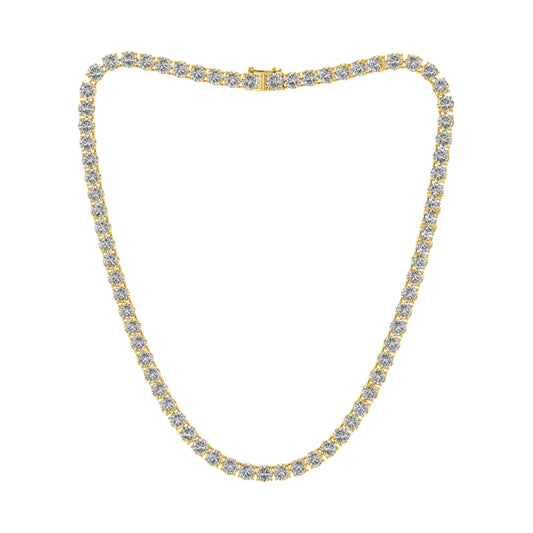 21.75ctw 4-Prong Lab Grown Diamond Tennis Necklace, 24 inch, 14k Yellow Gold