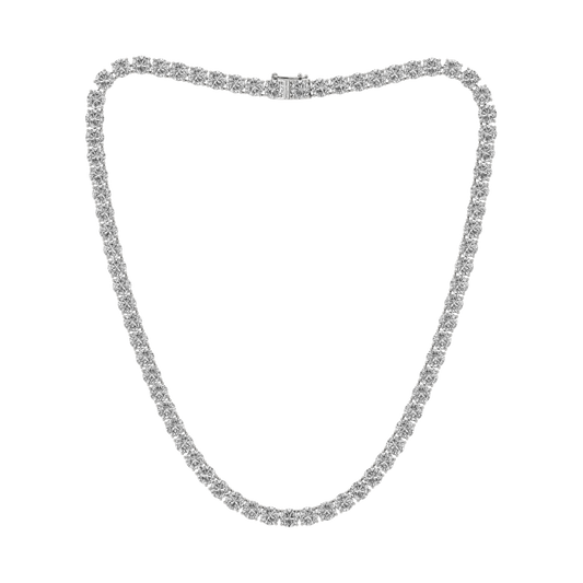 31.75ctw 4-Prong Lab Grown Diamond Tennis Necklace, 14k Gold