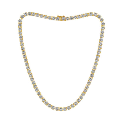 25.25ctw 4-Prong Lab Grown Diamond Tennis Necklace, 24 inch, 14k Yellow Gold