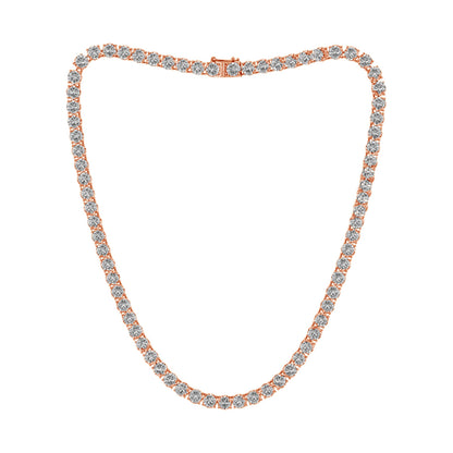 39ctw 4-Prong Lab Grown Diamond Tennis Necklace, 24 inch, 14k Rose Gold