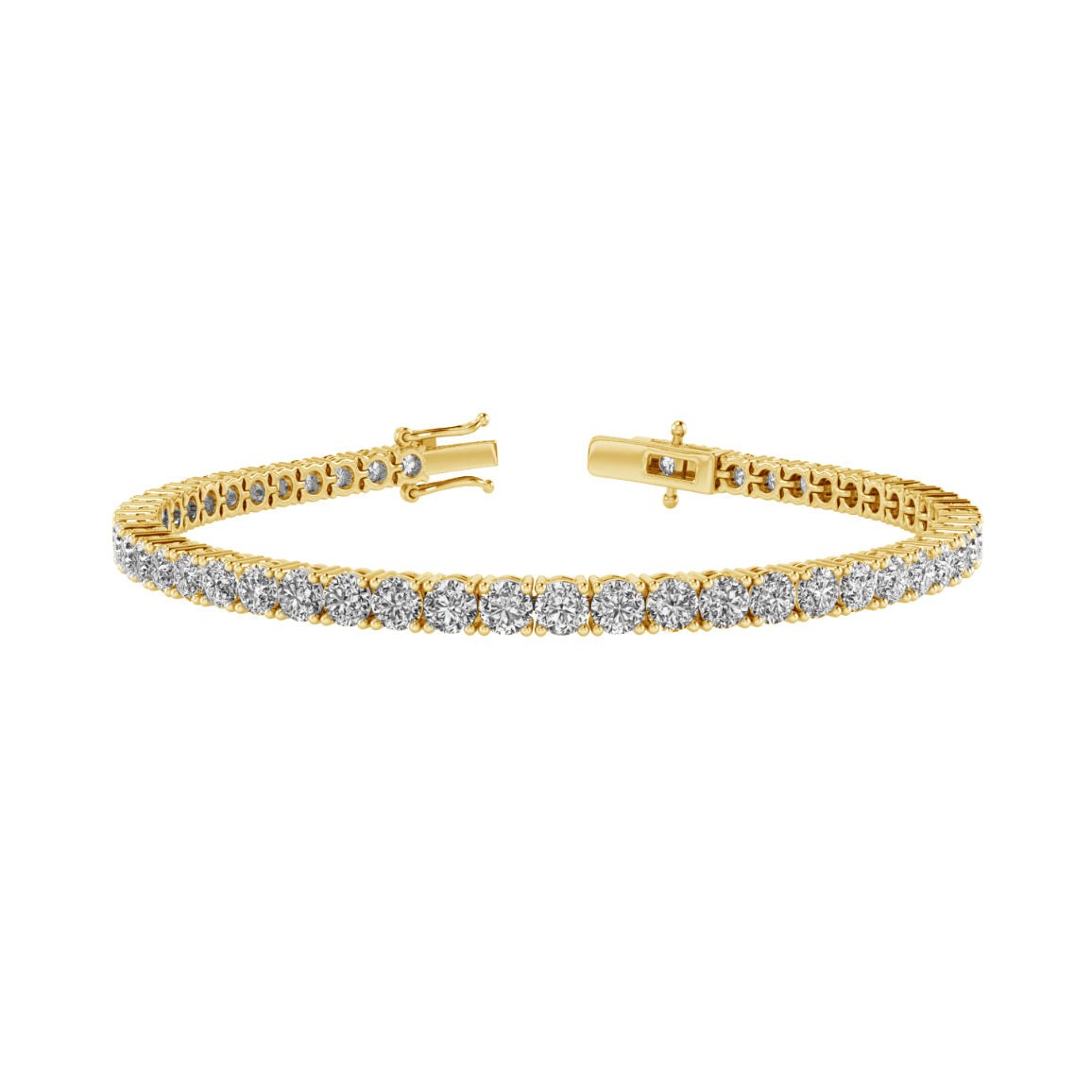 24.25ctw 4-Prong Lab Grown Diamond Tennis Bracelet, 9 inch, 14k Yellow Gold