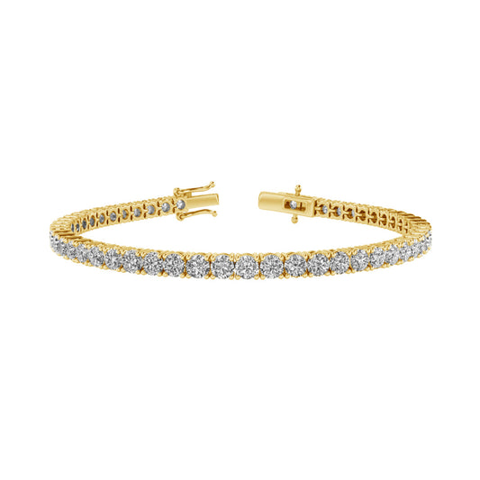 24.25ctw 4-Prong Lab Grown Diamond Tennis Bracelet, 9 inch, 14k Yellow Gold