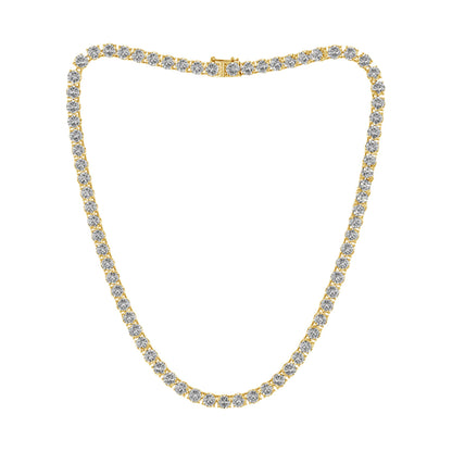 36.75ctw 4-Prong Lab Grown Diamond Tennis Necklace, 16 inch, 14k Yellow Gold