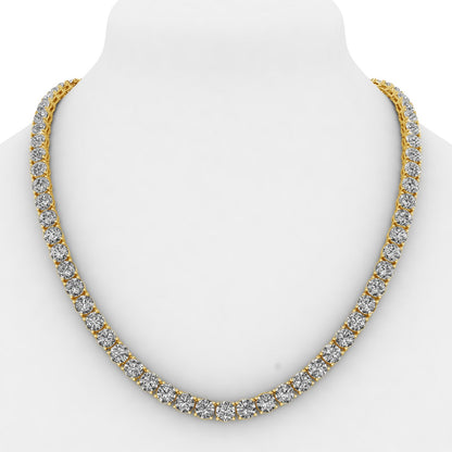 13.75ctw 4-Prong Lab Grown Diamond Tennis Necklace, 24 inch, 14k Yellow Gold