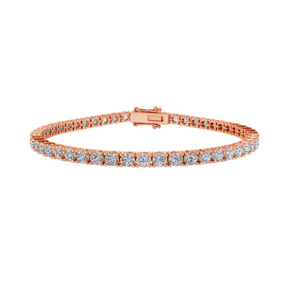 14.5ctw 4-Prong Lab Grown Diamond Tennis Bracelet, 9 inch, 14k Rose Gold