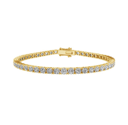 20.5ctw 4-Prong Lab Grown Diamond Tennis Bracelet, 9 inch, 14k Yellow Gold