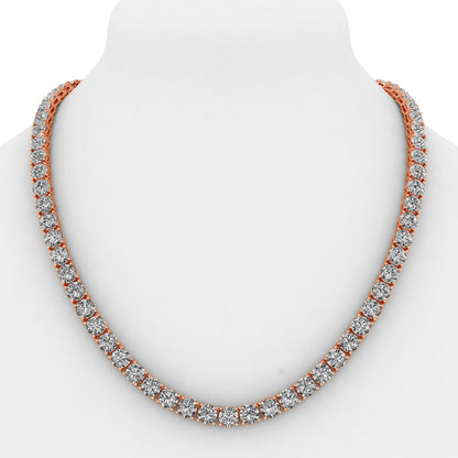 28.25ctw 4-Prong Lab Grown Diamond Tennis Necklace, 24 inch, 14k Rose Gold