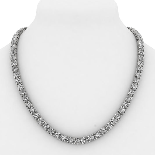 27.75ctw 4-Prong Lab Grown Diamond Tennis Necklace, 14k Gold