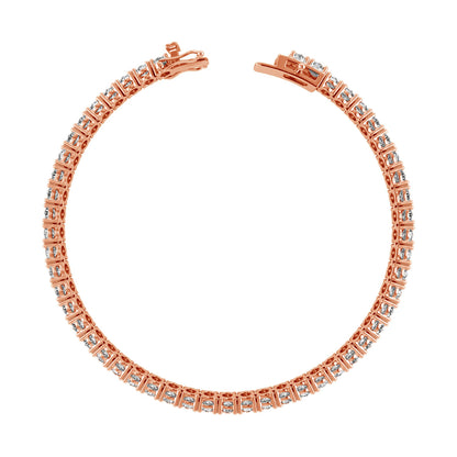 21.5ctw 4-Prong Lab Grown Diamond Tennis Bracelet, 9 inch, 14k Rose Gold