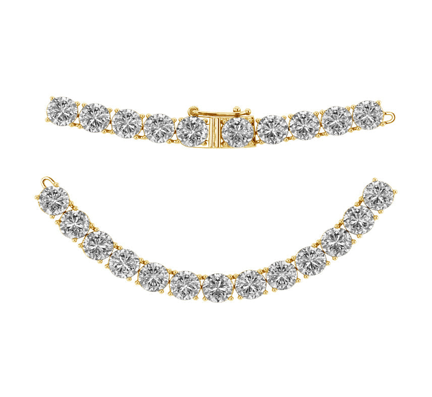 13.75ctw 4-Prong Lab Grown Diamond Tennis Necklace, 24 inch, 14k Yellow Gold