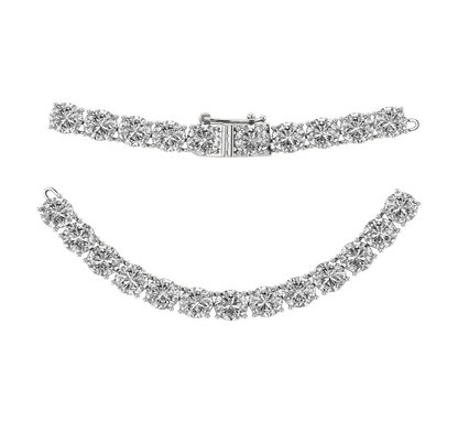 33ctw 4-Prong Lab Grown Diamond Tennis Necklace, 24 inch, 14k White Gold