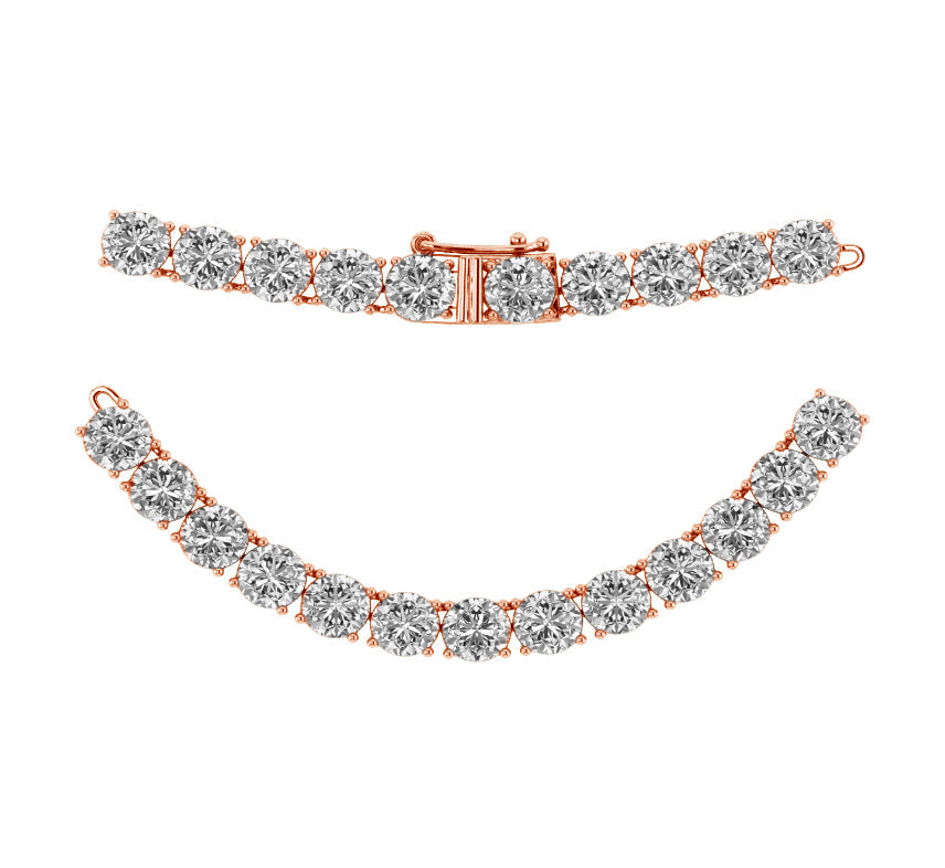 36.5ctw 4-Prong Lab Grown Diamond Tennis Necklace, 24 inch, 14k Rose Gold