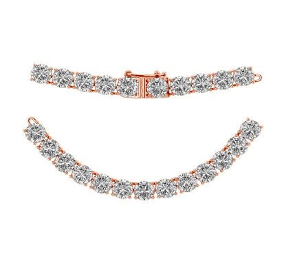 24ctw 4-Prong Lab Grown Diamond Tennis Necklace, 24 inch, 14k Rose Gold