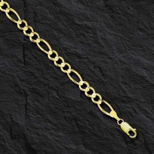 10K 18in Yellow Gold Diamond Cut/Textured Royal Figaro Chain, Approx 9.2g