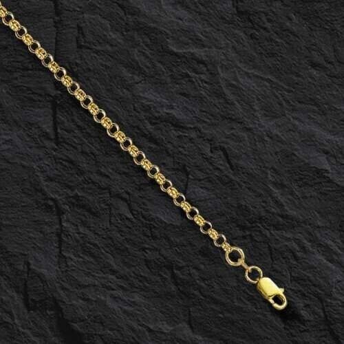 10K 16in Yellow Gold Polished Classic Rolo Chain with Lobster Clasp, Approx 2.3g